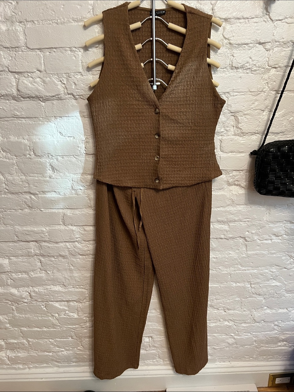 Zara Brown Sleeveless top and bottom two-piece set